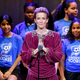 Megan Rapinoe speaks alongside the Mott Hall girls soccer team at the 2019 Glamour Women of the Year Awards on Nov. 11, 2019, in New York City.